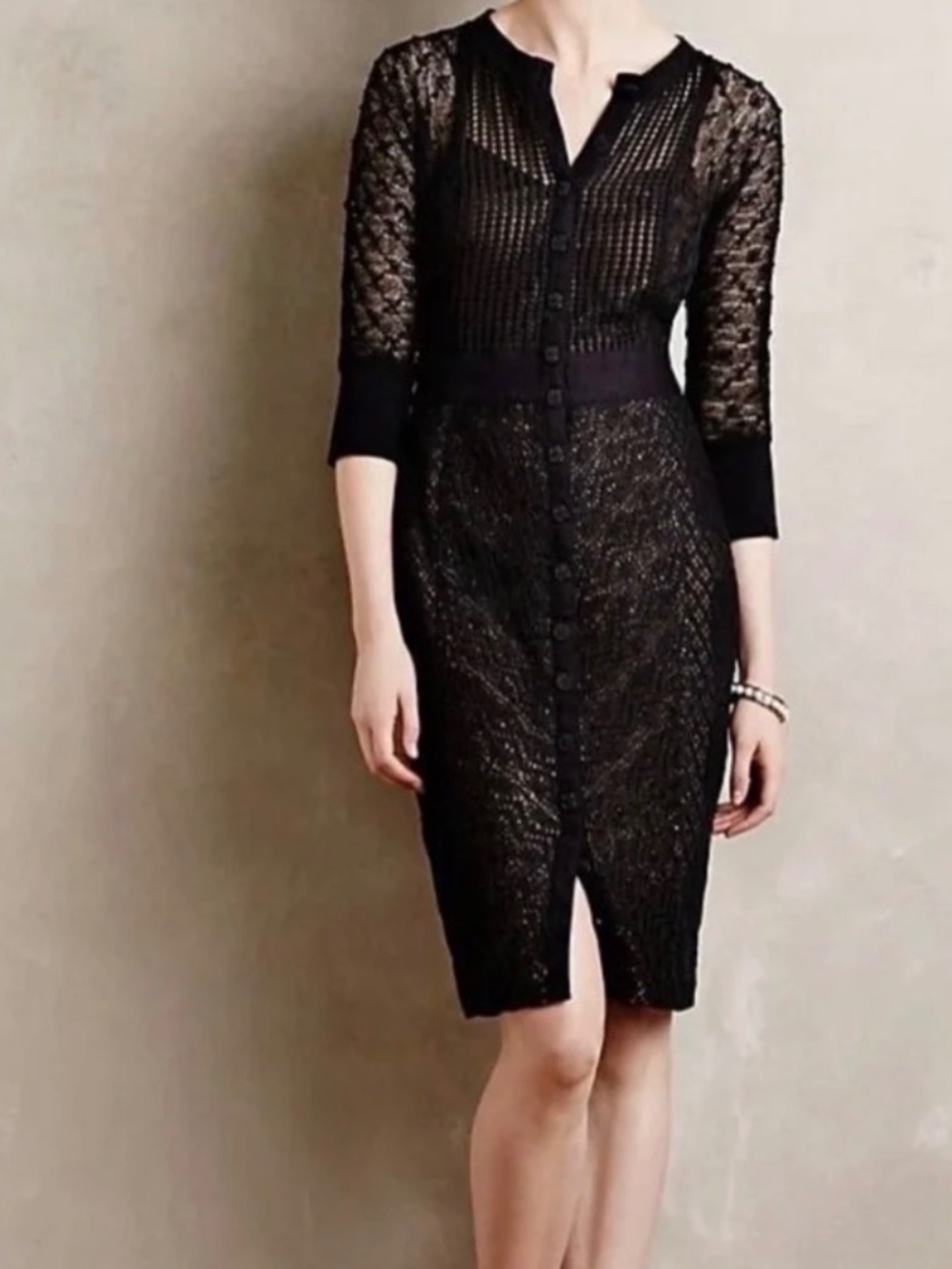 Anthropologie Byron Lars Beguile Mona Black Lace Dress Size 0